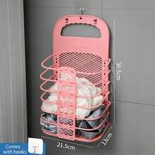 Large Dirty Clothes Hamper Wall-Mounted Bathroom Folding Laundry Basket Dormitory Clothes Storage Durable - Laundry Basket - View 13
