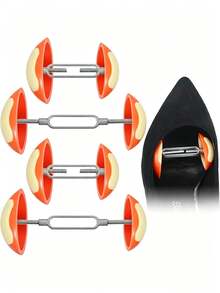2 Pairs Orange Adjustable Plastic Shoe Stretchers, Compact Portable Shoe Toe Expanders, Suitable For Short And Long Trips, Home Use, High Heels, Business Shoes, Anti-Wrinkle Shoe Tool - Orange - View 8