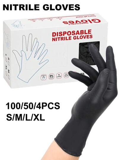 Black Disposable Nitrile Gloves, Suitable For Home Cleaning, Kitchen, Bathroom, Cleaning, Handling, Tattoo, Beauty, Hair Dyeing, Pets, Hair Salon, Cleaning Supplies, Household Tools