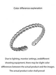Anillo De Acero Inoxidable Con Diseño Geométrico Trenzado Simple, Anillo Abierto Ajustable, Joyería De Moda Para Mujer Para Regalo De Boda - Plateado - Ver 4