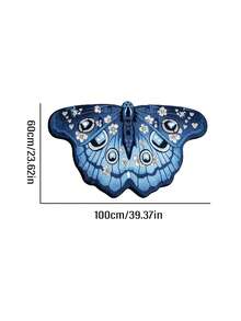 Butterfly Shaped Area Rug, Soft Fluffy Tufted Mat, Blue Floral Moth Pattern, Non-Slip Doormat, Suitable For Bedroom, Living Room, Entryway, Home Decor, Housewarming Gift - Butterfly - View 15