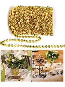 24/5m Christmas Bead Garland, Shiny Metallic Bead Chain String, Xmas Tree Hanging Decor, Bead String Ornament, Suitable For Fireplace Mantel, Wreath, Wedding Table And Indoor Holiday Party Christmas Tree Decoration - Multiple Styles - View 9