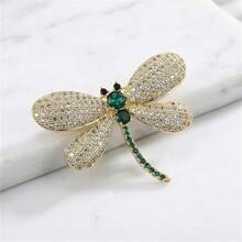 High-End Exquisite Rhinestone Dragonfly Brooch Luxury Niche Suit Lapel Pin Design Brooch Collar Pin Anti-Exposure Accessory - one-size - View 4