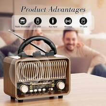 Retro Portable Radio, AM/FM/SW Multi-Band, USB Charging + TF Card Playback, With External Antenna, Outdoor Emergency Personal Radio, Mini FM Receiver - Maroon - View 5