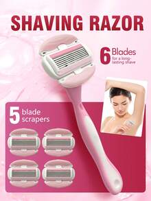 Women's Razor, Shaving Machine For Sensitive Areas, Portable Women's Hair Removal Razor, 6-Layer Blade Smooth Shaving Razor, Suitable For Bikini, Face, Arms, Legs, Hands And Underarms, Women's Full Body Hair Removal Device, Sensitive Area Shaving Razor, Bikini Trimmer, 1 Handle With 5 Replacement Blades, Hair Removal Tool, Face Razor, Shaving Razor, Face Hair Removal Device, Body Hair Trimmer, Exfoliating Shaving Razor, Hair Removal Machine, Women's Hair Removal Device - Multicolor - View 11
