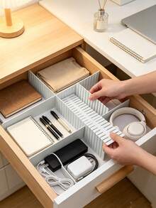 1/8/12 Adjustable DIY Drawer Dividers Storage Box, For Organizing Sundries, Tableware, Underwear, Socks, Clothes, Skirts, Desktop And Boxes, Suitable For Kitchen, Bathroom, Bedroom, Office (Can Be Freely Cut) - Multicolor - View 4