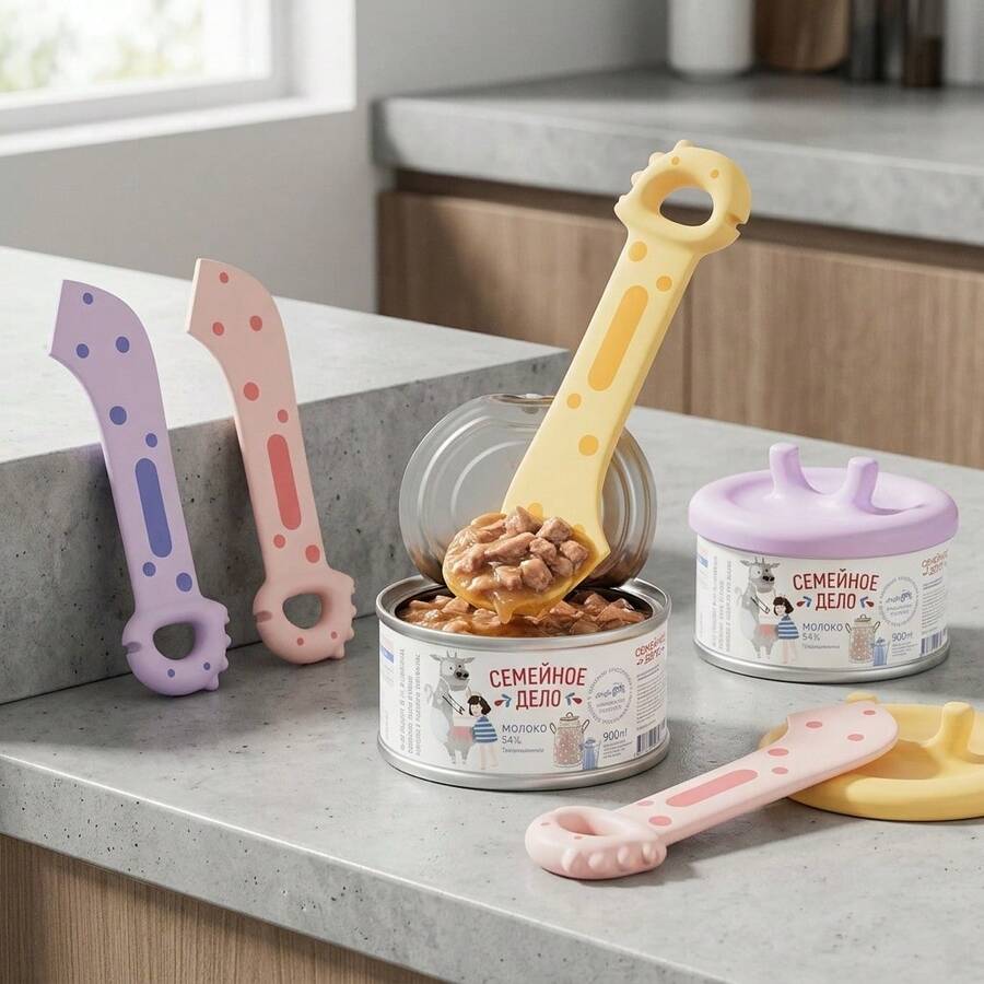 Cat Wet Food Spoon Set With Can Opener, Multi-Functional Pet Feeding Tool, Suitable For Canned Food, Convenient Cat & Kitten Feeding Spoon, Pet Food Accessory, Cat Supplies