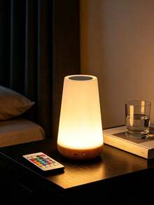 Wood Grain LED Desk Lamp, 13-Color Touch Control Night Light, USB Rechargeable Eye-Protection Atmosphere Light, Touch Control, Suitable For Bedside, Study, Bathroom, Outdoor, Halloween Home Decor - Multicolor - View 8