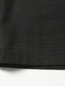 1pc T-Shirt, Solid Color Henley Collar Three-Button Design Loose Fit Long Sleeve Top, Faux Linen Textured Fabric, Skin-Friendly Soft Anti-Deformation, Elegant Slouchy Old Money Style, Suitable For Daily Commute And Friend Gatherings, Machine Washable And Dry Cleanable - Black - View 9