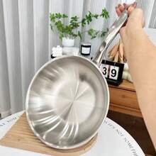 18/10 Stainless Steel 30cm Wok, Thickened 3-Layer Steel Wok, No Coating Low Smoke, Physical Non-Stick, Low Smoke, Dual-Use For Frying And Stir-Frying, Multi-Functional, Suitable For Gas Stove And Induction Cooktop - View 9