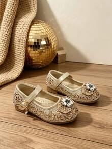 Girls' Bow Sweet Mary Jane Princess Shoes, Birthday Holiday Party Dress-Up Heels - Gold - View 5