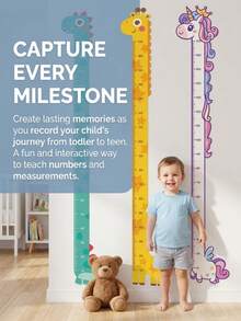 Unicorn/Giraffe/Dinosaur Height Measurement Wall Sticker - Creative Cartoon Growth Record Sticker, Home Decor, Easy-To-Remove Self-Adhesive Wall Decal, Vinyl Material, Suitable For Bedroom, Classroom And School, Back To School Season, Holiday Decoration, Birthday Gift - Multiple Styles - View 2