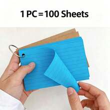 1pc Colorful Ring Binder Index Card, 7.62 X 12.7cm, With Ring Binder And Perforated Lined Memo Card, Portable Review Card, Suitable For School, College, Home, Office, Memory, To-Do List (10 Colors), Learning Supplies, Back To School Essentials - one-size - View 3