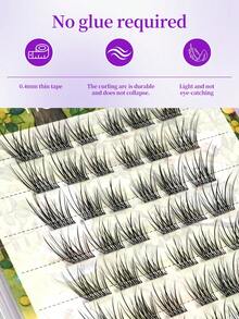 Glue-Free Self-Adhesive Single Cluster False Eyelashes, Soft 3D Voluminous Winged Tail Extension For Full Atmosphere - View 8