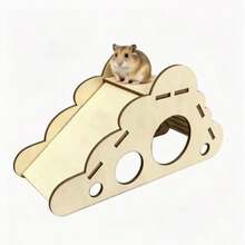 Natural Wood Hamster Hideout, Multi-Hole Small Pet Wooden Shelter, Breathable Cave Nest, Cage Decoration - A - View 11