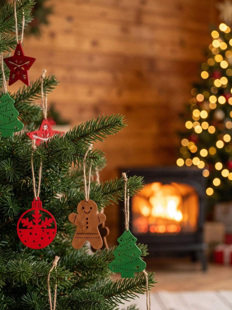 Cute Christmas Gingerbread Man Felt Hanging Ornament, Creative DIY Christmas Tree Snowflake Decoration, Christmas Home Decor, Room Decor, Halloween Decor, Kitchen Decor, Home Decor & Accessories, Christmas Tree Decoration - 1 Set - View 1