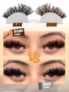 MAANGE 600 Clusters Eyelash Book, Brown + Black Mixed Style, Meets Daily Needs, DIY Eyelash Extension Starter Kit, Fish Tail Style Eyelashes, Natural And Slender, Lightweight And Soft, Suitable For Makeup Beginners, Beauty Bloggers, Daily Use, Dating, Music Festivals, Enlarging Eyes, Brown Eyelashes, False Eyelash Clusters, False Eyelashes, Eyelashes - D - View 9
