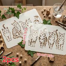 3 buah Set Stensil Grafiti DIY Motif Kucing Lucu, Cocok untuk Kanvas, Dinding, Furnitur, dan Kain. Alat Lukis Dekoratif Motif Kucing yang Dapat Digunakan Kembali, 3 buah Stensil Perbatasan Tema Hewan Peliharaan, Ideal untuk Dekorasi Rumah, Melukis, dan Scrapbooking, Hadiah Sempurna. - Set - View 7