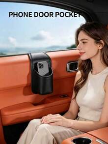 1pc Car Multi-Function Storage Pocket, Car Door Side Cup Holder, Car Seat Organizer Bag, Car Interior Phone Holder, Bluetooth Earphone Data Cable Lipstick Cosmetic Storage Bag, Car Side Storage Mini Trash Can, Car Storage Essential - Multicolor - View 3