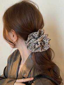 Korean Style Leopard Print Oversized Scrunchie Hair Tie For Women, High-End Lazy Ponytail Bun Hair Rope - Multicolor - View 4