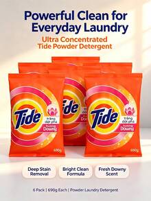 Tide Ultra Concentrated Laundry Detergent, Fresh Scent, 690g * 6 Pack - Powdery - View 1