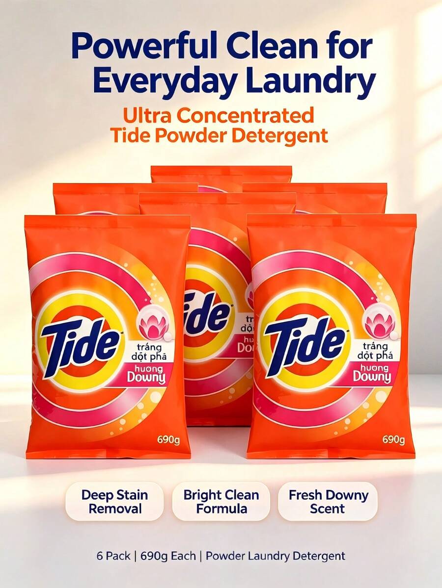 Tide Ultra Concentrated Laundry Detergent, Fresh Scent, 690g * 6 Pack - Powdery - View 1