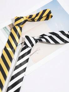 1pc Vintage Shiny Satin Twill Men's Skinny Tie, Cool Street Style Shirt Accessory - Multicolor - View 4