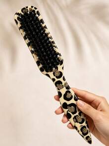 1pc Gold Leopard Print Comb, Unisex Smooth Plastic Hairbrush, Double Ponytail Styling Comb/Beard Brush, Unscented Hairdressing Comb, Edge Control Comb, Wide Tail Design With Wide Pointed Tail Backcomb And Detangling Comb, Convenient For Parting, Styling, Polishing And Smoothing Hair, Creating Smooth Frizz-Free Hairstyle, Suitable For Men And Women, Recommended As Christmas Gift - Multicolor - View 5