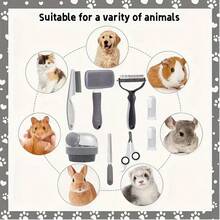 8pcs Pet Grooming Brush Set, Pet Self-Cleaning Set, Includes Pet Nail Clippers And Nail File, Flea Comb, Pet Bath Brush, Pet Shedding Brush, Pet Deshedding Comb, Silicone Toothbrush, Suitable For Small, Medium And Large Pet Bathing - Grey - View 5