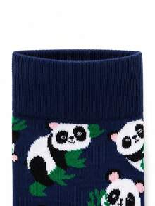 1 Pair Of Crew Sock, Men Funny Graphic Socks, Cute Panda Bamboo Pattern Socks, Soft Breathable, Halloween Christmas Holiday Gift For Men Women - Multicolor - View 5