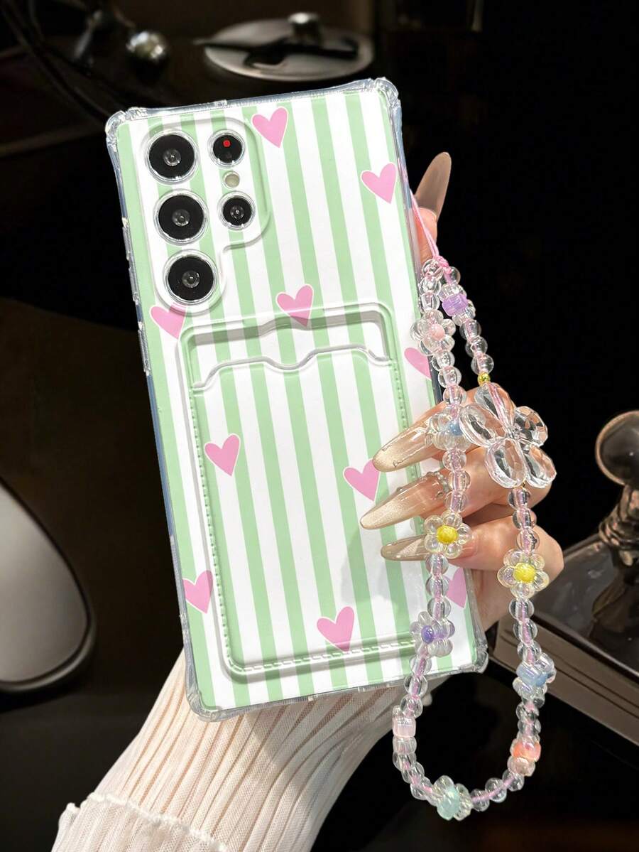 Android Striped Painted Transparent Four-Corner Card Slot Multi-Function Card Holder Wallet With Wrist Strap Thick Anti-Drop Phone Protective Case Compatible With Galaxy S25/S25PLUS/S25 Ultra/A16/A36/A26/A56/A50/A12/A32/A52/A72/A51/A21S/A13/A14/S24/S24PLUS/S24Ultra/S20/S23/S22/A53/S20FE/S21/,Compatible With Xiaomi 11/12Pro/12/12X/13Pro/14Pro/15Pro/X3pro/ Compatible With Redmi 10/9/Note9/12c/Note11pro/Note8Pro/9C/9a/Anti-Drop Phone Protective Case/Phone Shell - Multicolor - View 1
