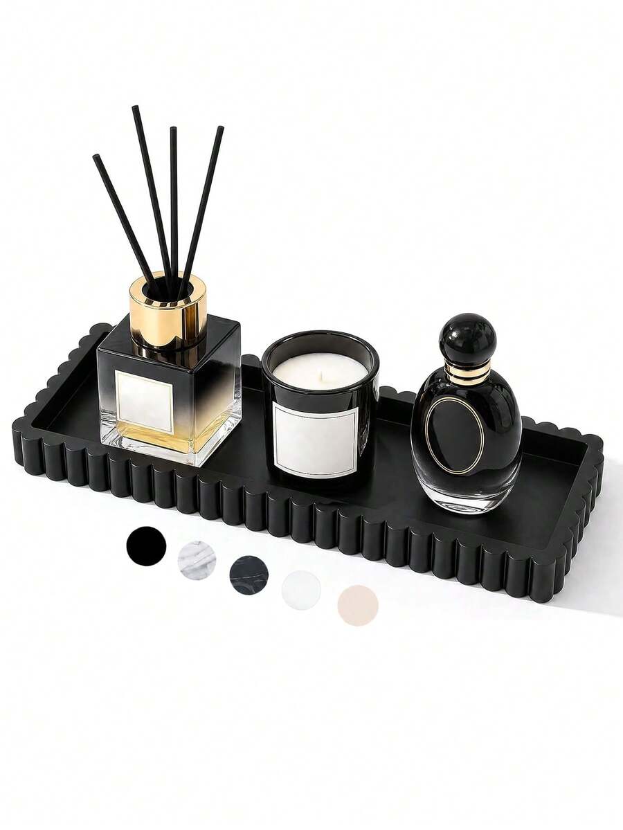 Silicone Decorative Tray-Suitable For Bathroom Countertops (Perfume Storage), Vanity Organization, And Coffee Tables (Candle Display); Non-Slip And Durable-A Home Essential.