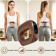 Hailicare Rechargeable Ring‑Shaped Heated Body Massager, Fascia Ring Massager,5 Modes & 5 Intensity Levels 45℃ Constant Temperature Heating, Type‑C Charging Cordless Massage Device With Fixing Strap For Multi‑Area Daily Relaxation - Brown - View 2