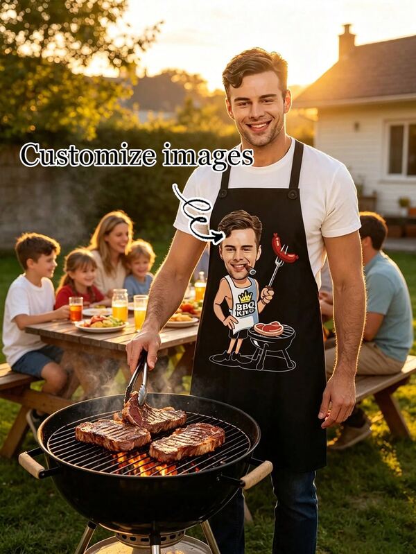 1 chiếc tạp dề BBQ cá nhân hóa, tạp dề tùy chỉnh, tạp dề nấu ăn, phù hợp cho Giáng sinh, hoàn hảo cho lễ tốt nghiệp và tân gia, phụ kiện nhà bếp gia đình, quà tặng cá nhân hóa