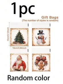 100pcs Vintage Style Christmas Gift Bags (Random Pattern Selection) - Featuring Santa Claus, Gingerbread Man And Snowman Designs - Perfect For Party Decoration, Holiday Ornaments And Holiday Gifting - Christmas Gift Bag - View 13