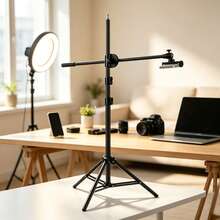Adjustable Phone Floor Tripod, Detachable Overhead Mount, Suitable For Live Streaming, Recording, Cooking, Painting And Food Photography, No Battery Required, Perfect For Christmas Gift, Holiday Office, Bedroom, Hotel, Party And Restaurant Decor - Multicolor - View 2