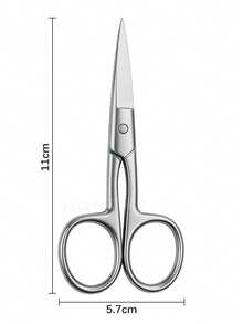 1pc Stainless Steel Eyebrow Scissors Multi-Function Beauty Grooming Set Suitable For Eyelash And Nose Hair Trimming - Silver - View 5