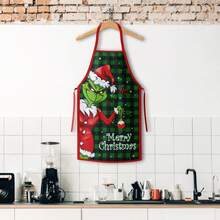The Grinch 1pc Christmas Apron Santa Claus Design Home Kitchen Apron Christmas Supplies, Christmas Holiday Gift, Party Costume Kitchen Apron, Christmas Halloween - Multicolor - View 7
