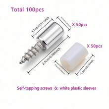100 buah Pin Penyangga Rak Logam, Tutup Anti Selip dan Sekrup Self-Tapping, Sekrup Baja Karbon Ujung Bulat Berlapis Nikel, Cocok untuk Kabinet/Rak Sepatu/Rak - Dekorasi Rumah/Proyek DIY, Set Sekrup Lengkap Braket Kaca Furnitur - Paku kayu lapis self-tapping - View 7