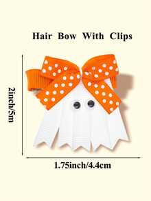 2pcs Halloween Ghost Animal Bow Hair Clips For Girls Fashionable Gift Children Girls Hair Bows With Clips For Halloween Gift Festivals Party School - Ghost Style B - View 6