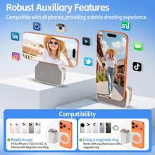 Magnetic Phone Camera Handle, Smartphone Photography Stand With Detachable Remote Control, Selfie/Video Recording Handle, Photography Assistant Handle, Compatible With IPhone And Android, With Shutter Button For Selfie/Vlog/Video (Apple Phone Users Need To Enable Settings > Accessibility > Zoom Function) - White - View 10
