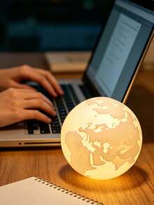 1pc Creative Earth-Shaped Silicone Night Light, Tap-Activated LED Bedside Atmosphere Lamp, Eye-Protection Light, Exquisite Decorative Gift, Suitable For Bedroom, Dorm, Home Indoor Scenes - Multicolor - View 4