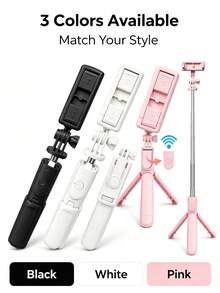 Portable Remote Control Selfie Stick Tripod All-In-One Phone Holder, Extendable Telescopic Shooting Pole, Supports Multi-Angle Rotation Adjustment, Compatible With Most Smartphones, Comes With Detachable Wireless Remote Control For Remote Photo And Video Capture, Can Be Used As A Floor Tripod When Expanded, Compact And Lightweight For Easy Storage And Carrying, Suitable For Travel, Outdoor Activities, Home Selfies, And Short Video Recording - Multicolor - View 3