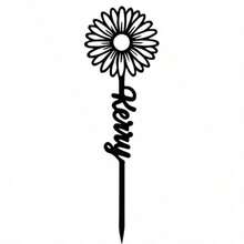1pc Customized Floral Memorial Stake, Metal Tombstone, Rose Cemetery Plaque, Birth Flower, Memorial Garden Stake - Black - View 14