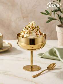 6/4/1pc Stainless Steel Ice Cream Cup, Creative Gold High-Foot Ice Cream Cup, Stackable, Easy To Store And Clean, Suitable For Home, Restaurant, Pudding, Party, Dessert Tableware - Multicolor - View 3
