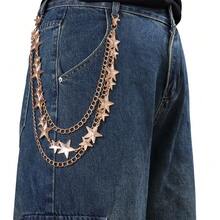 1pc Personalized Starry Double-Layer Metal Pants Chain, Hot Girl Sweet & Cool Style Metal Pants Chain Accessory - Gold - View 3