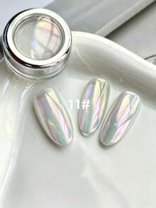 Holographic Nail Powder, Ultra-Fine Mirror Effect Aurora Pigment, Color-Changing Nail Art Powder Sunset Aurora - Multicolor - View 16