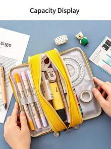 1/2pcs Large Capacity Black Multi-Compartment Pencil Case, Cute Stationery Storage, Portable Pencil Pouch, Student Back To School Essential, School Supplies, Classroom Necessity, College Dorm Necessity, School Pencil Case, Women's Pencil Case, Back To School Season - Multiple Styles - View 2