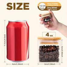 12/24pcs Mini Square Glass Kitchen Spice Jars, Food Storage Containers With Lids, Transparent Glass Airtight Jars For Spices, Coffee Beans, Nuts, Grains, Dried Goods, Stackable Pantry Countertop Storage Organizer - View 3