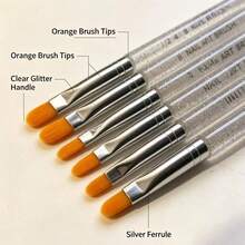 7Pcs Glitter Clear Handle Nail Art Brush Set, Gel Painting Drawing Brushes For Manicure DIY Salon Nail Art Tools - Clear - View 4
